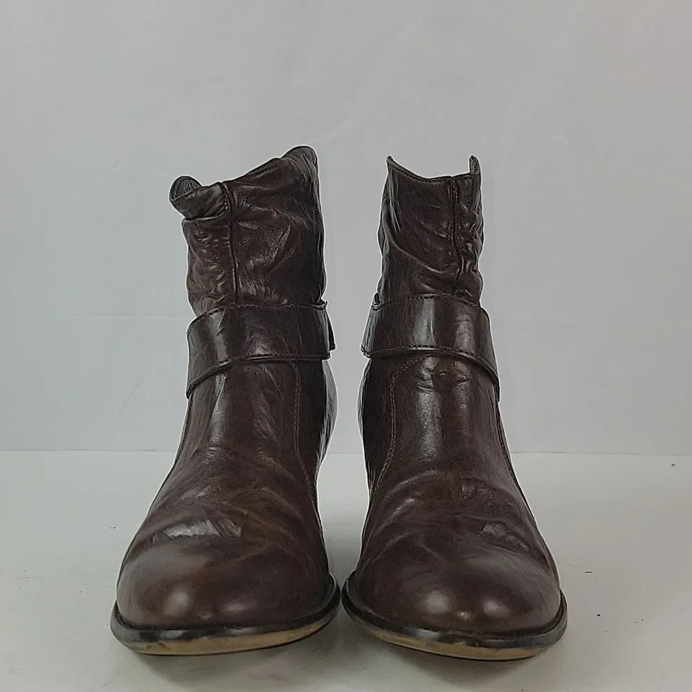 Paul Green Strappy Brown Leather Handmade Women's‎ Ankle Boots